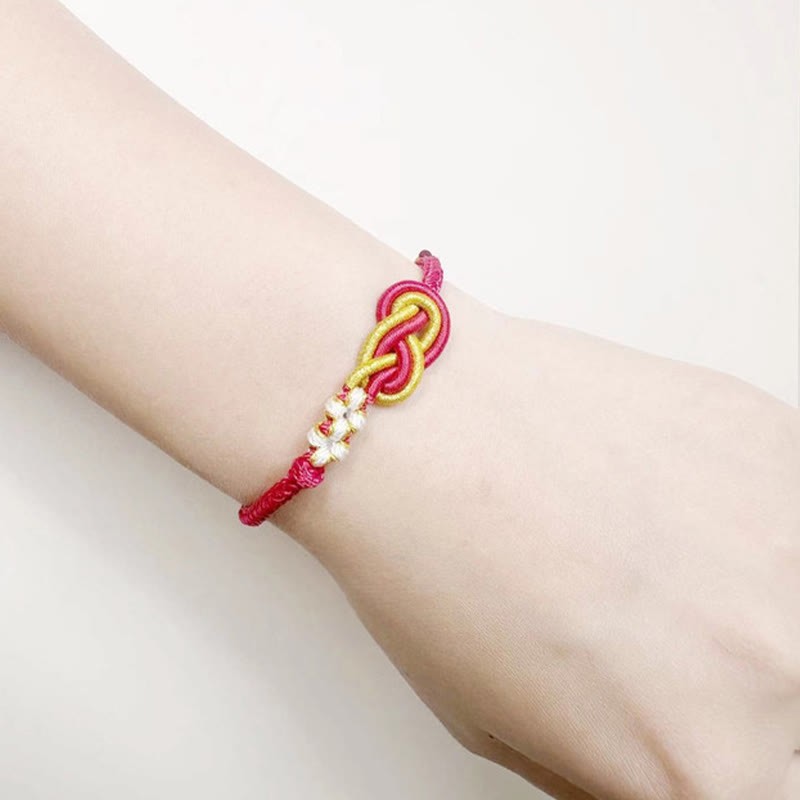 Handcrafted Eight Thread Peace Knot Peach Blossom Knot Luck Connection Bracelet