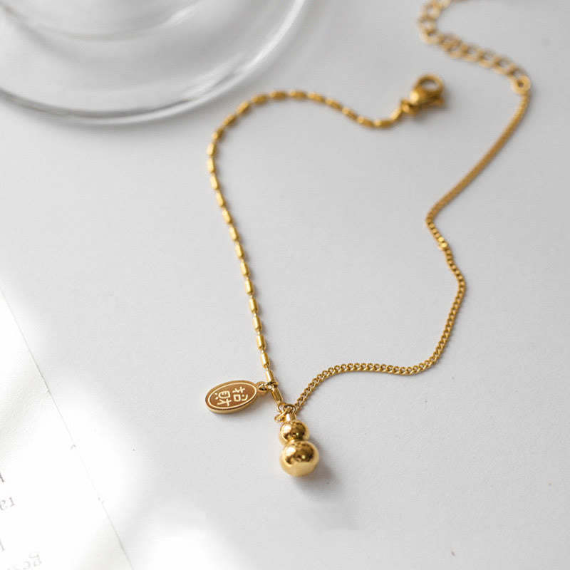 18k Gold Lucky Gourd Design Wealth Buckle Anklet