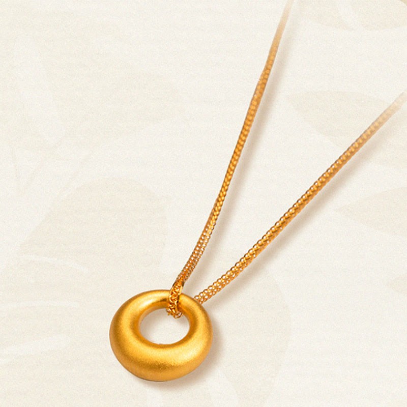 999 Gold Peace Buckle Auspicious Necklace Pendant