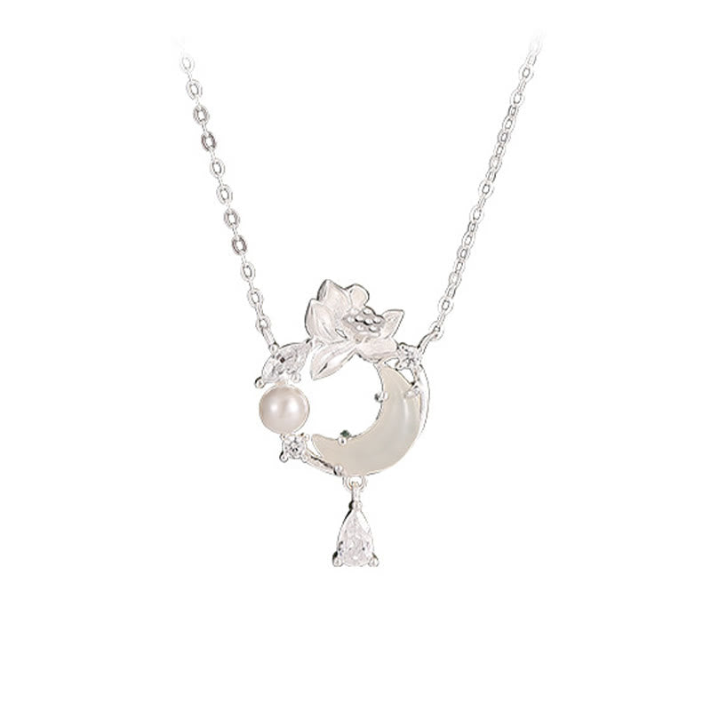 Hetian Jade 925 Sterling Silver Cubic Zirconia Pearl Necklace Pendant