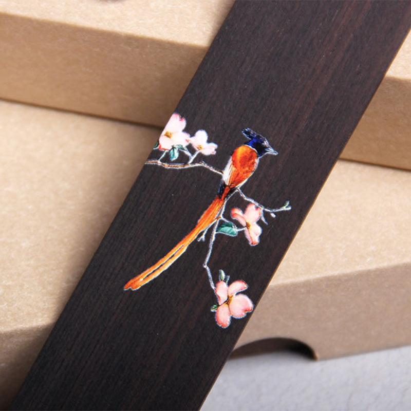 Oriole Bird Flower Ebony Wood Bookmarks With Gift Box