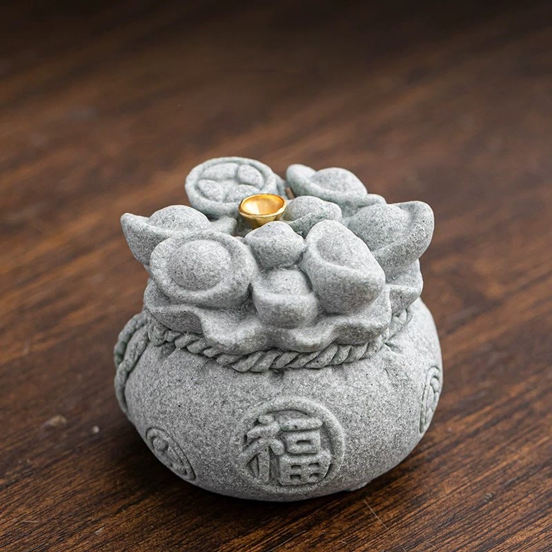 Chinese Character Fu Ingots Healing Incense Burner Desk Decoration