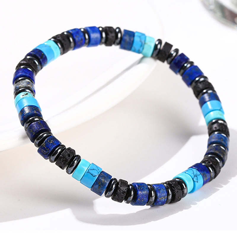 Hematite Turquoise Lazurite Lava Rock Black Glitter Stone Support Bracelet