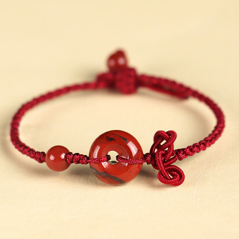 Red Jasper Rose Quartz Various Natural Rocks Peace Buckle Knot Positive Luck Bracelet