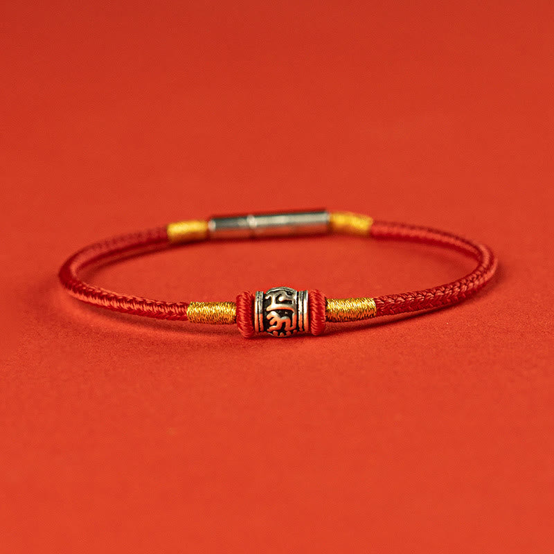 Red String Black String Six True Words 925 Sterling Silver Peace Bracelet