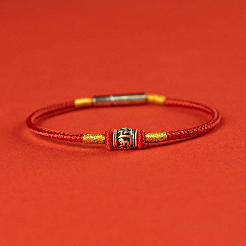 Red String Black String Six True Words 925 Sterling Silver Peace Bracelet