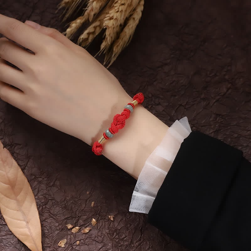 Red String Jade Luck Fortune Knot Braided Couple Bracelet