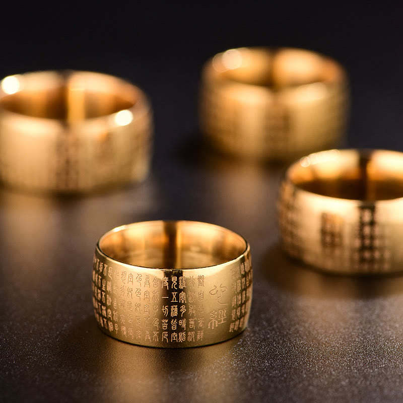 Tibetan Seal Heart Sutra Titanium Steel Balance Ring