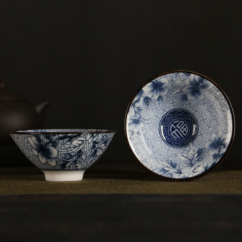 Flowers Fu Character Mountains Lotus Cherry Blossoms Ceramic Teacup Kung Fu Tea Cup
