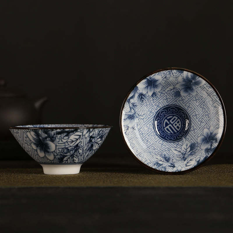 Flowers Fu Character Mountains Lotus Cherry Blossoms Ceramic Teacup Kung Fu Tea Cup