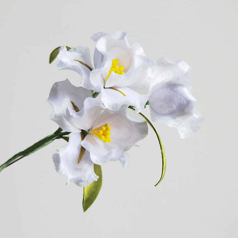 Handmade Velvet Flower Mulberry Silk White Iris Flower Brooch