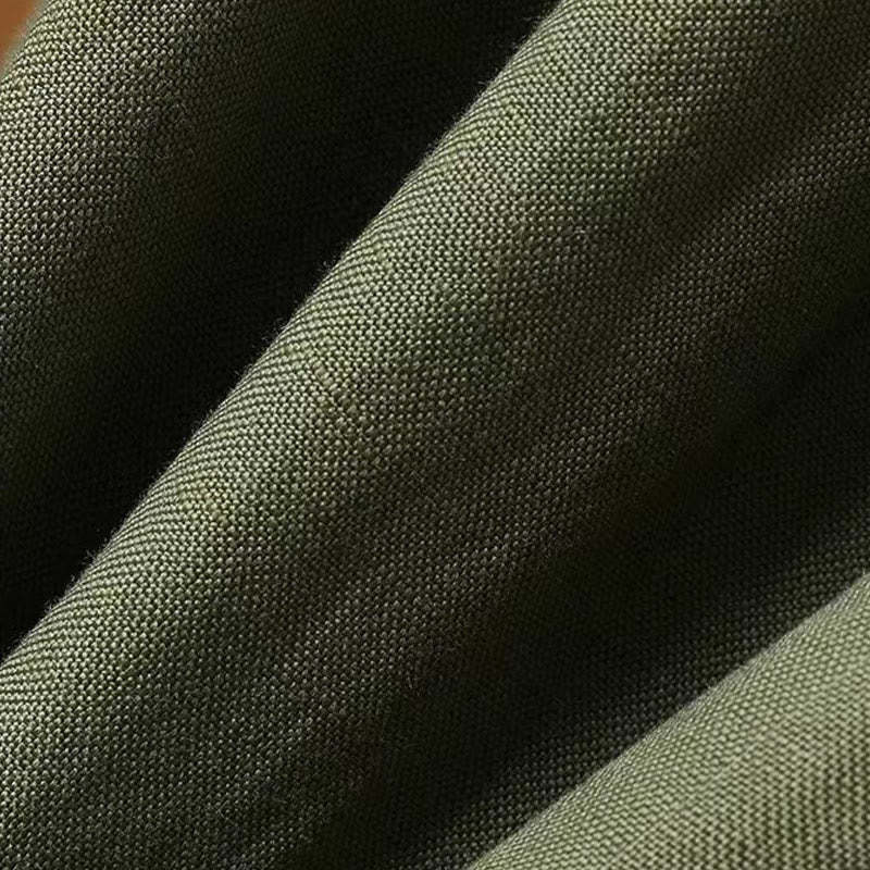 Summer Casual Pure Color 7-8 Length Cotton Linen Women's Wide Leg Pants