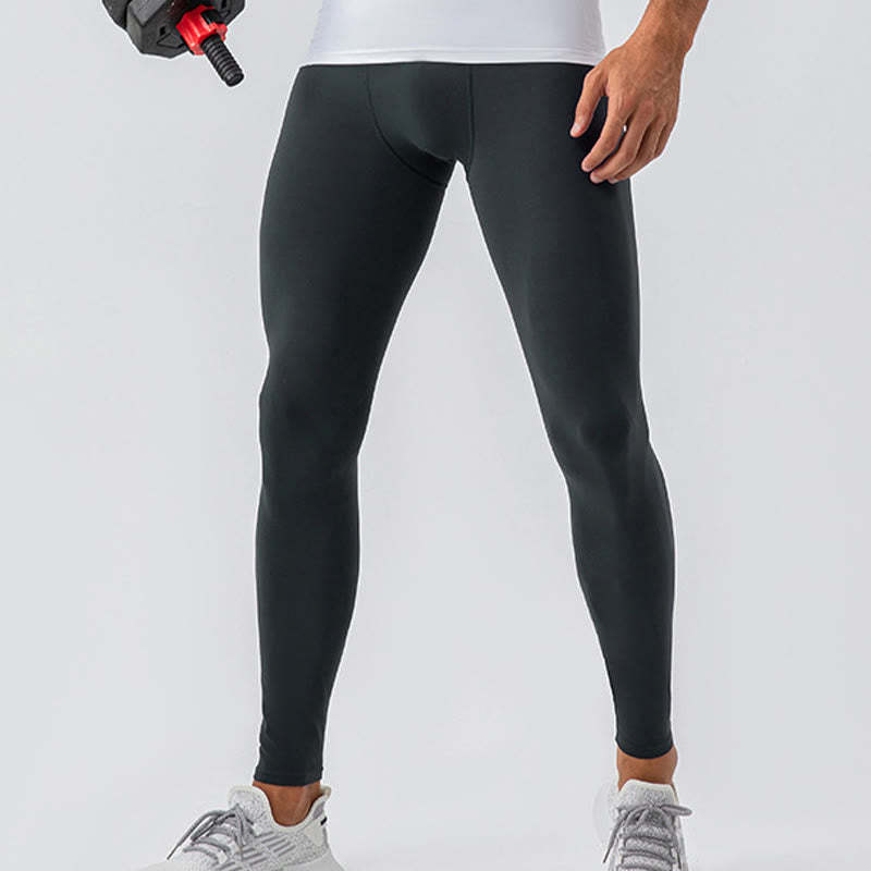 Plain High Waist Elastic Breathable Sports Men's Leggings Pants