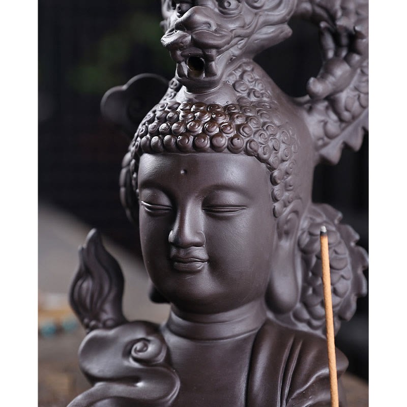 Dragon mystic zen Auspicious Clouds Purple Clay Healing Incense Burner Decoration