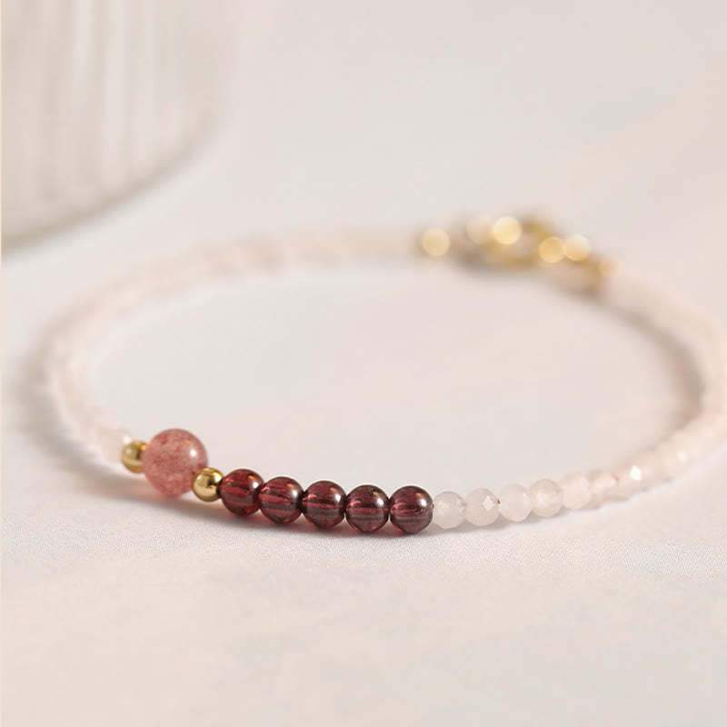 2mm Rose Quartz Garnet Strawberry Quartz Ultra-Thin Beads Healing Energy Bracelet