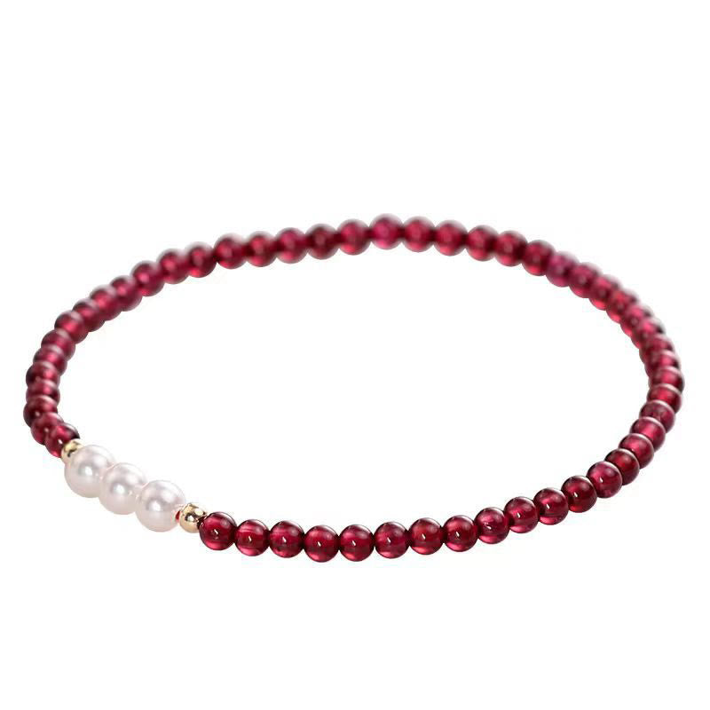 Natural Small Garnet Pearl Beads Protection Bracelet