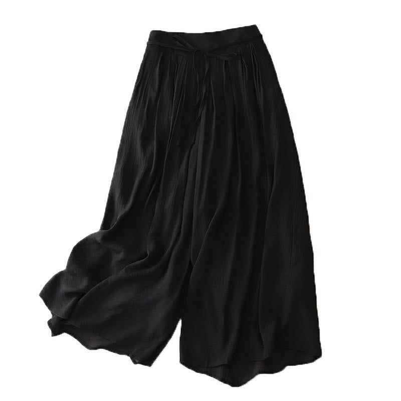 Casual Solid Color Lace-up Women's Wide Leg Pants