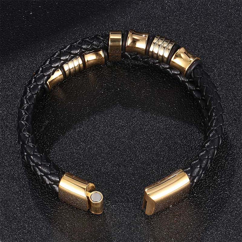 Layered Leather Weave Fortune Bracelet