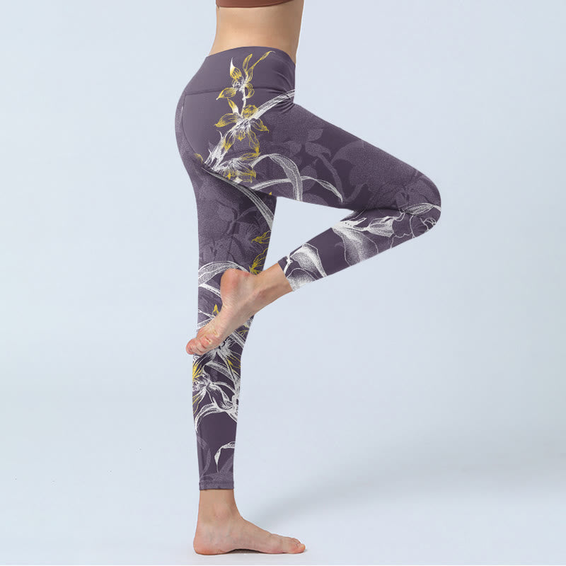 Orchid Flower Roses Gym Leggings Women's Yoga Pants