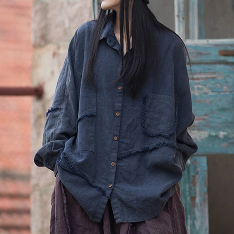 Irregular Splice Ramie Cotton Clothing