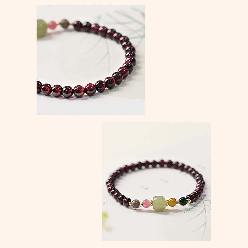 Natural Garnet Hetian Jade Tourmaline Bead Passion Bracelet