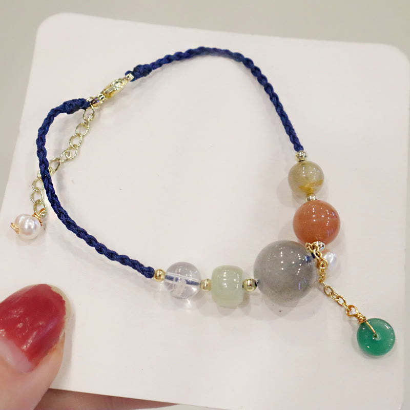 Moonstone Sunstone Beads Peace Buckle Charm Healing Bracelet