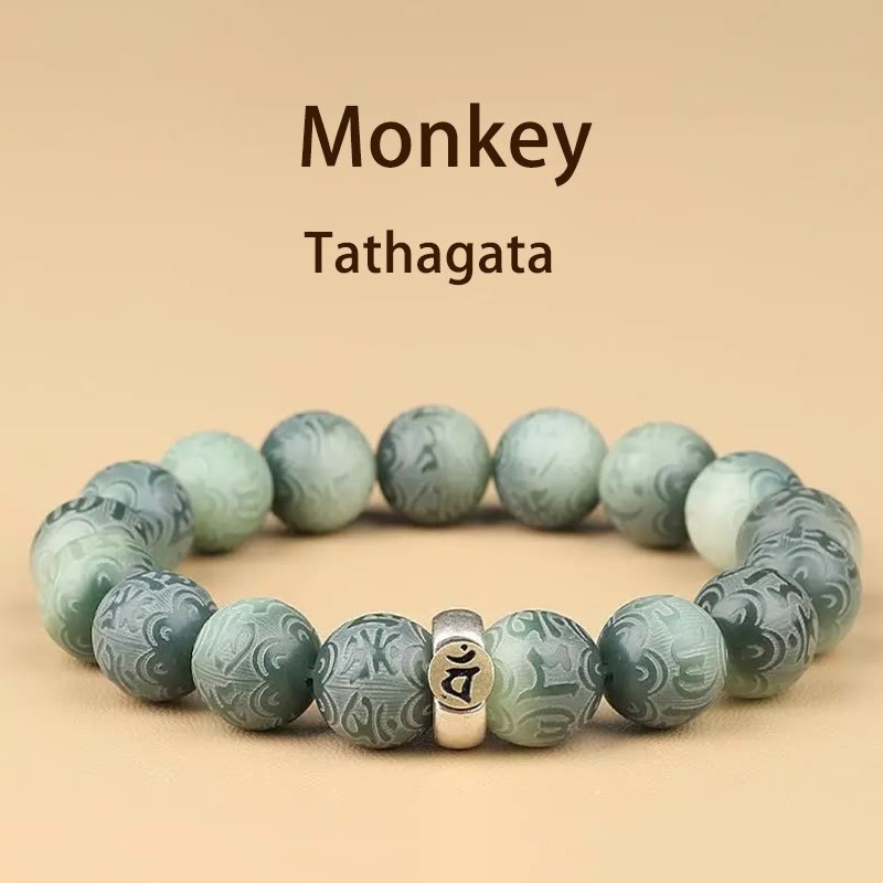 Chinese Zodiac Natal mystic zen Bodhi Seed Om Mani Padme Hum Engraved Wisdom Bracelet
