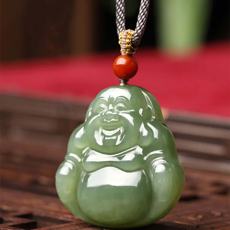 Laughing mystic zen Hetian Jade Abundance Necklace String Pendant