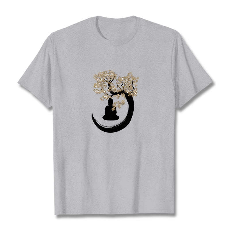 mystic zen Sitting Under The Tree Cotton Tee T-shirt