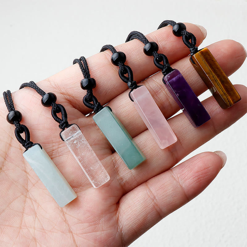 Various Rectangular Crystal Amethyst Green Aventurine Healing Necklace Pendant