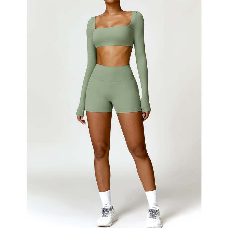 Gym Sports Yoga Backless Bra Crop Tank Top Shorts