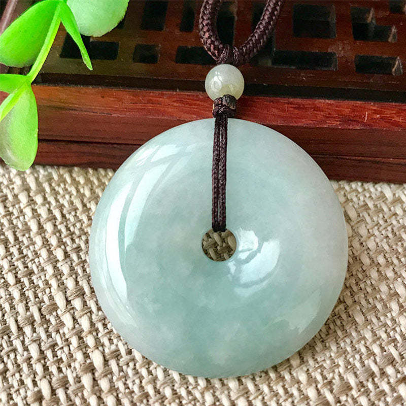 Round Jade String Luck Necklace Pendant