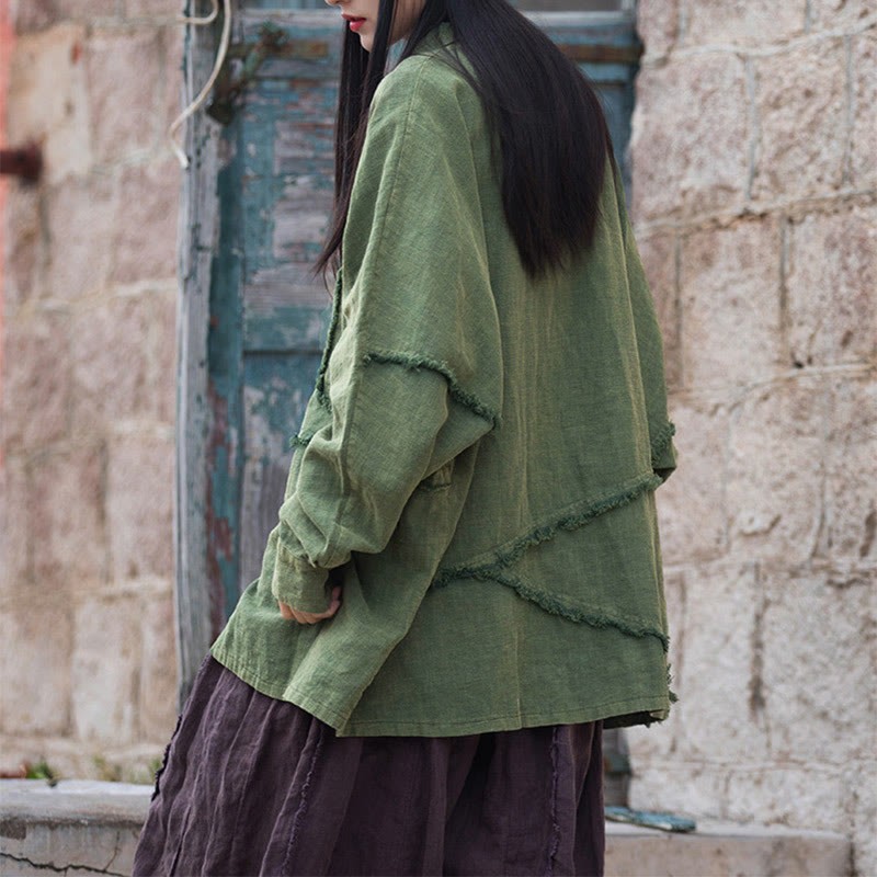 Irregular Splice Ramie Cotton Clothing