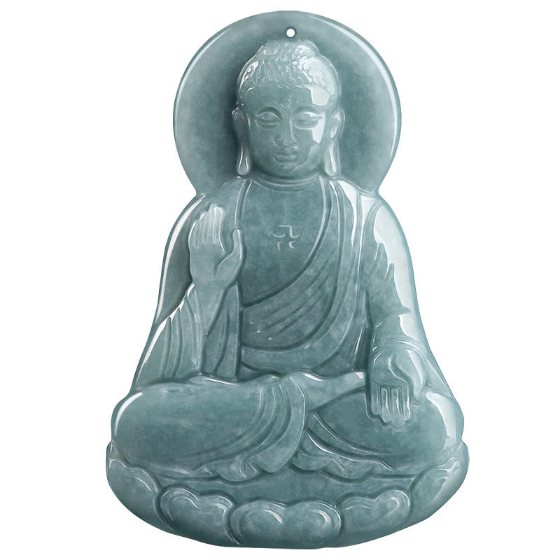 Amitabha mystic zen Natural Jade Lotus Amulet Compassion String Necklace Pendant