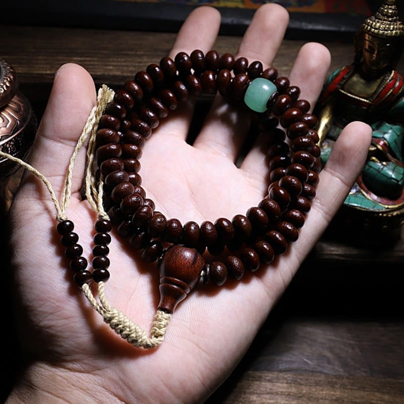 Natural Tibet 108 Mala Beads Purple Bodhi Seed Three-eyed Dzi Bead Copper Dorje Harmony Bracelet