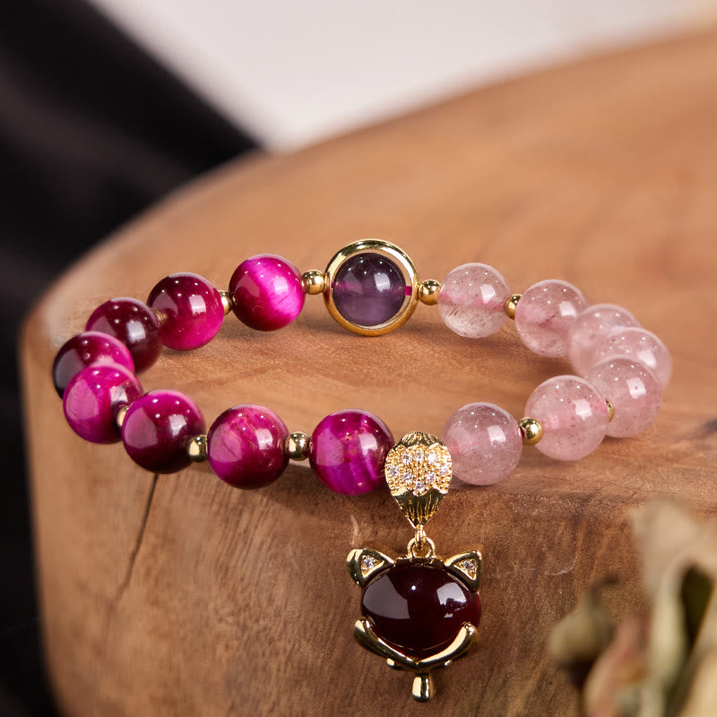 Natural Strawberry Quartz Pixiu Love Bracelet