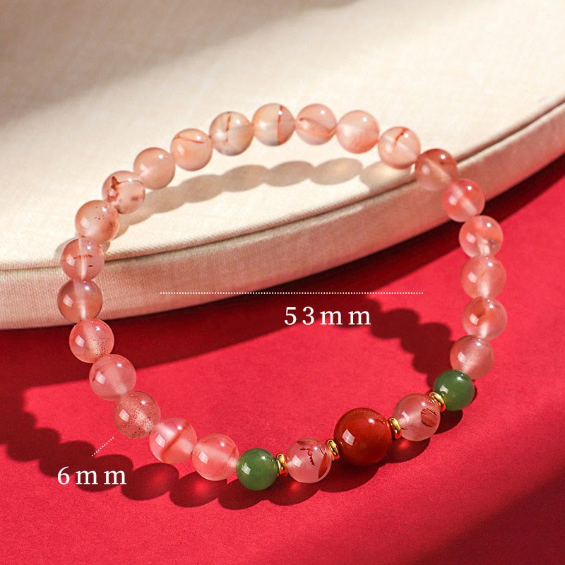 South Red Agate Butterfly Orchid Hetian Jade Luck Bracelet