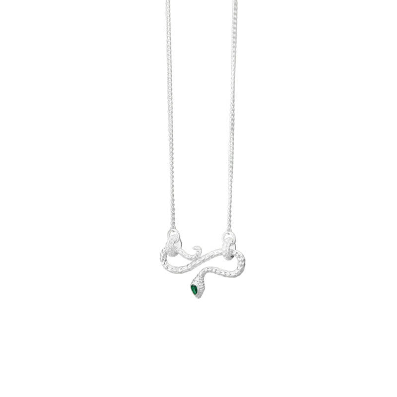999 Sterling Silver Year of the Snake Coiling Snake Infinite Symbol Blessing Necklace Pendant