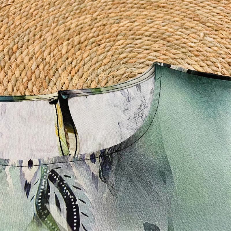 Casual Loose Printed Morning Glory Rope Women's Crew Neck Design Half Sleeve Polyester T-shirt