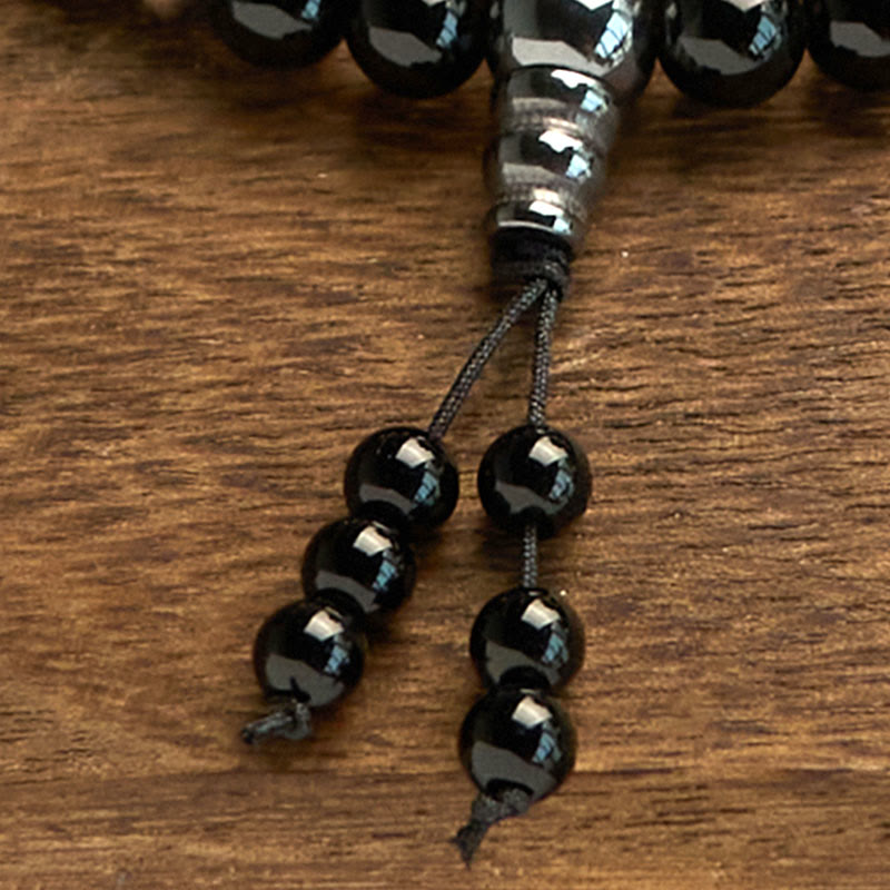 108 Mala Beads Natural Stone Black Onyx Protection Bracelet