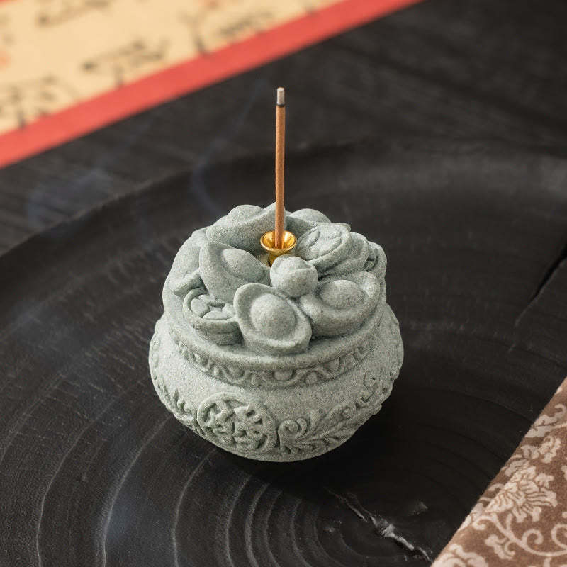 Chinese Character Fu Ingots Healing Incense Burner Desk Decoration