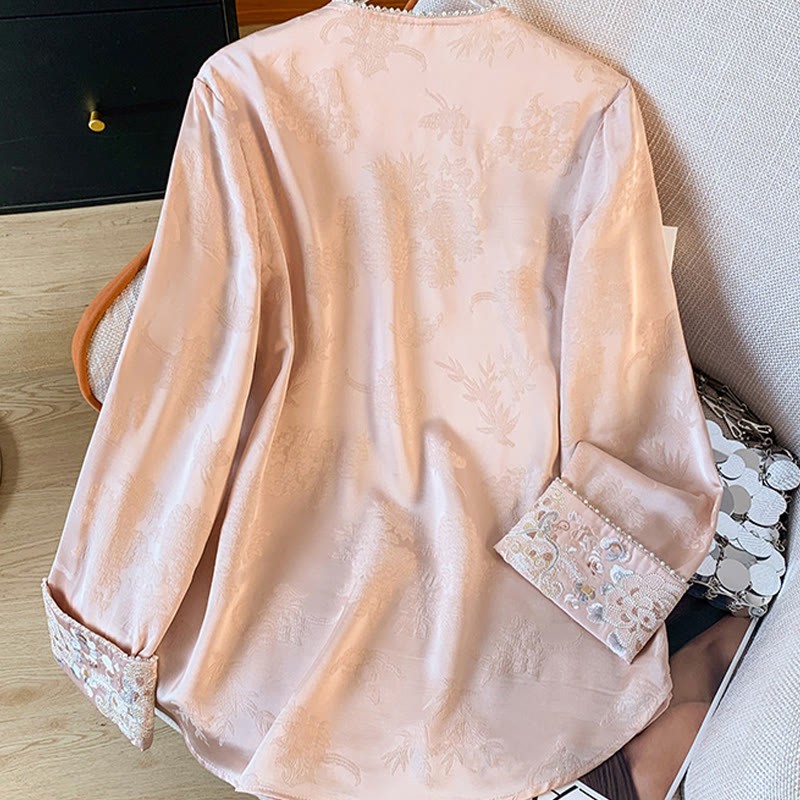 Retro Embroidery Design Long Sleeve Women's Shirt