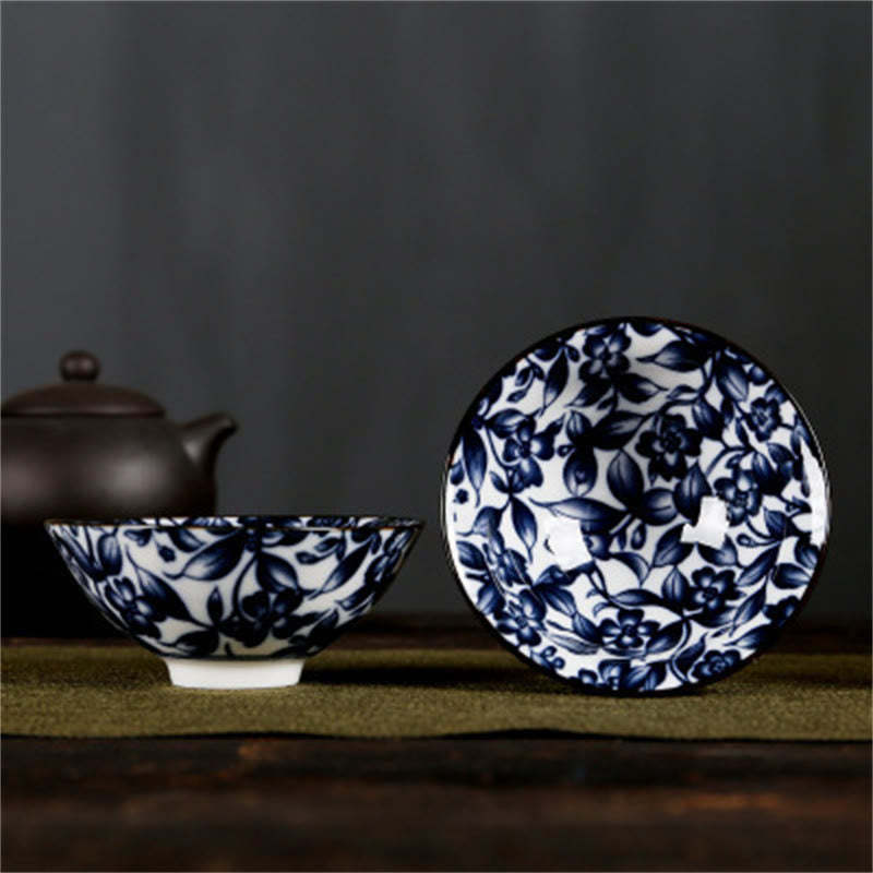 Flowers Fu Character Mountains Lotus Cherry Blossoms Ceramic Teacup Kung Fu Tea Cup