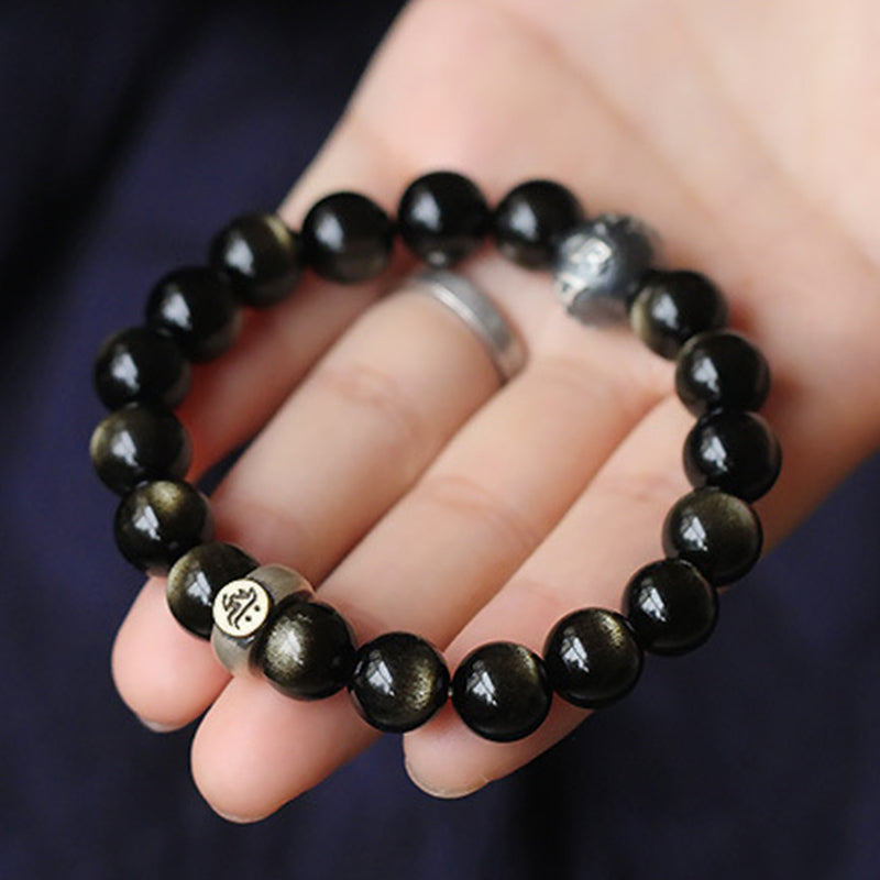 Chinese Zodiac Natal mystic zen Obsidian Purification Bracelet