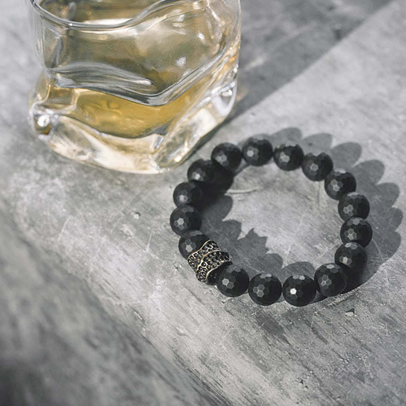 Matte Frosting Black Onyx Copper Brass Protection Bracelet