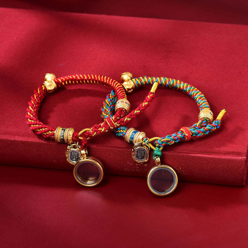 Tibetan Om Mani Padme Hum Carved Zakiram Goddess of Wealth Charm Amulet Bracelet