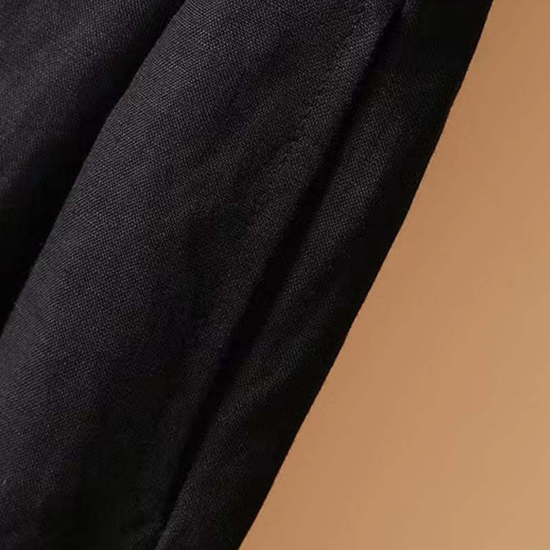 Summer Casual Pure Color 7-8 Length Cotton Linen Women's Wide Leg Pants