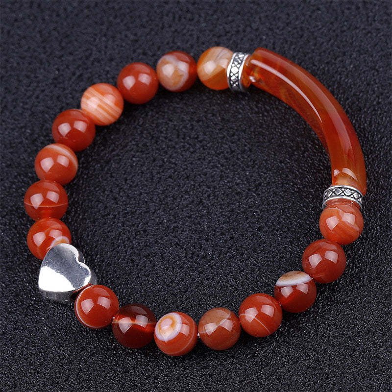 Natural Crystal Beads Unisex Heart Bracelet
