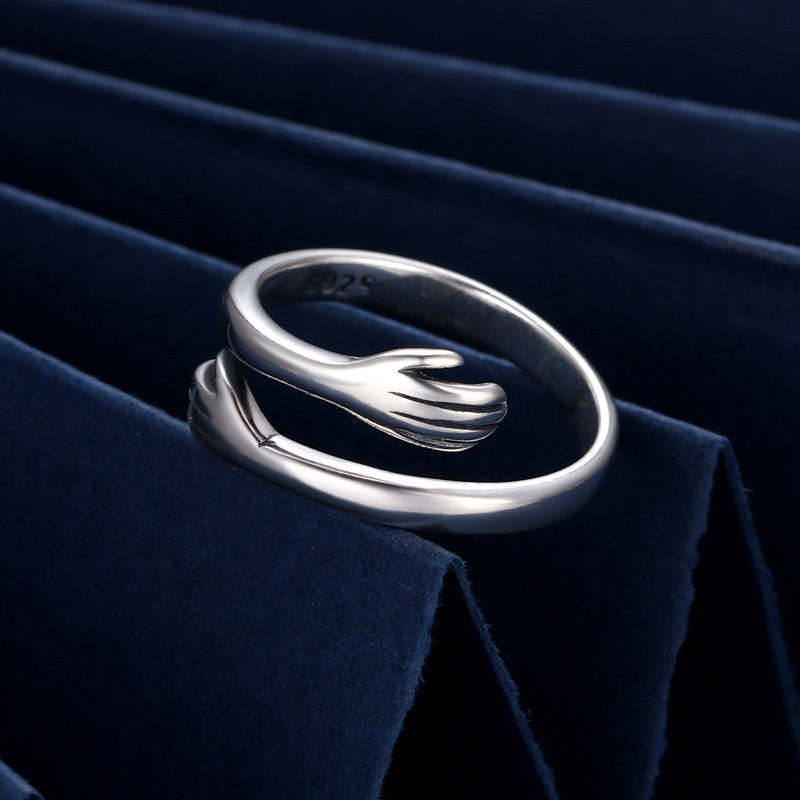 925 Sterling Silver Love Hug Thumb Ring