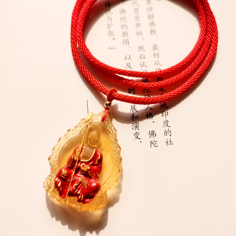 Ksitigarbha mystic zen Liuli Crystal Compassion Amulet Necklace Pendant